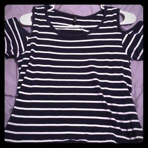 Navy and white striped top